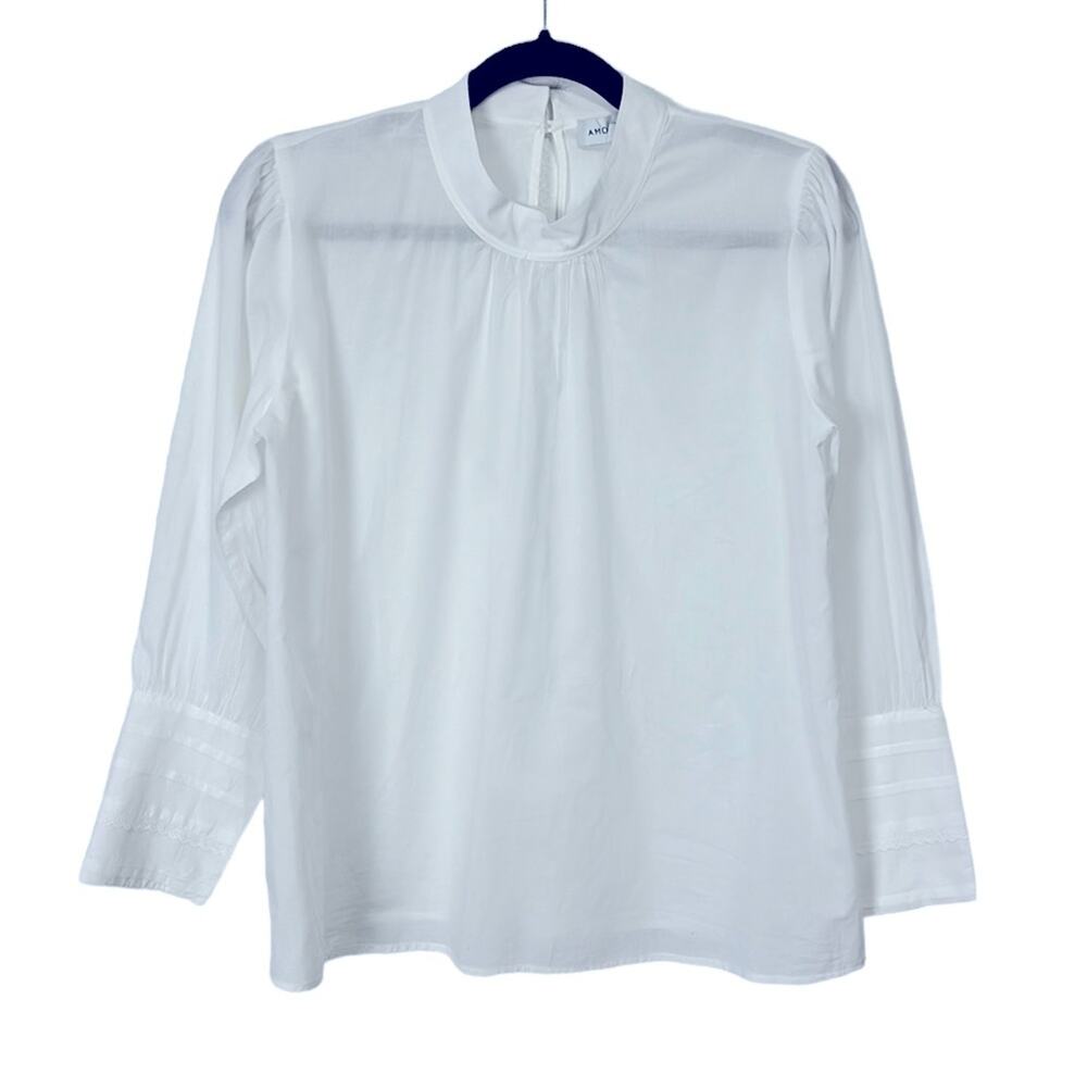 Amour Vert White 100% organic cotton long sleeve blouse women’s size small